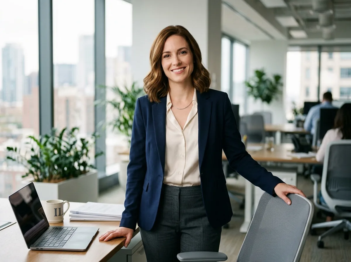 Фото клиента Ирины Лебедевой, менеджера по закупкам, женщина 30 лет, деловой портрет в офисе
